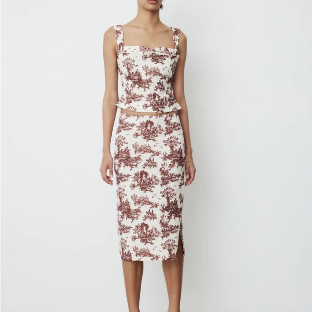 MIAOU IMOGENE CORSET TOP AND MIDI SKIRT SET